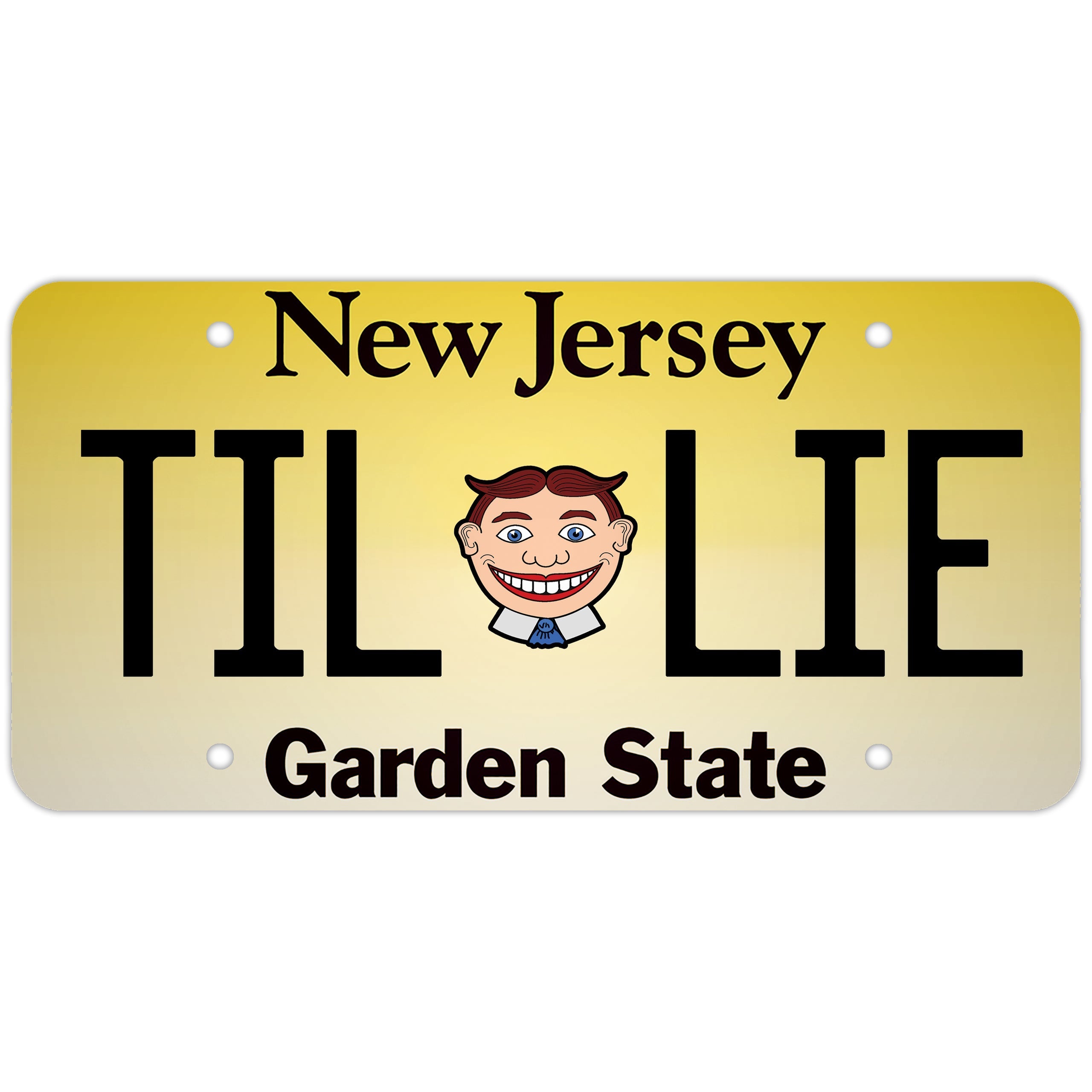 Decorative license plate featuring the iconic smiling Asbury Park Tillie face, perfect for shore-themed wall decor.