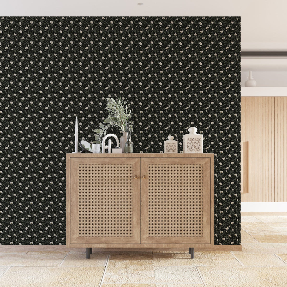 Eliana Floral Wallpaper Sage Green Cottagecore Wall Decor
