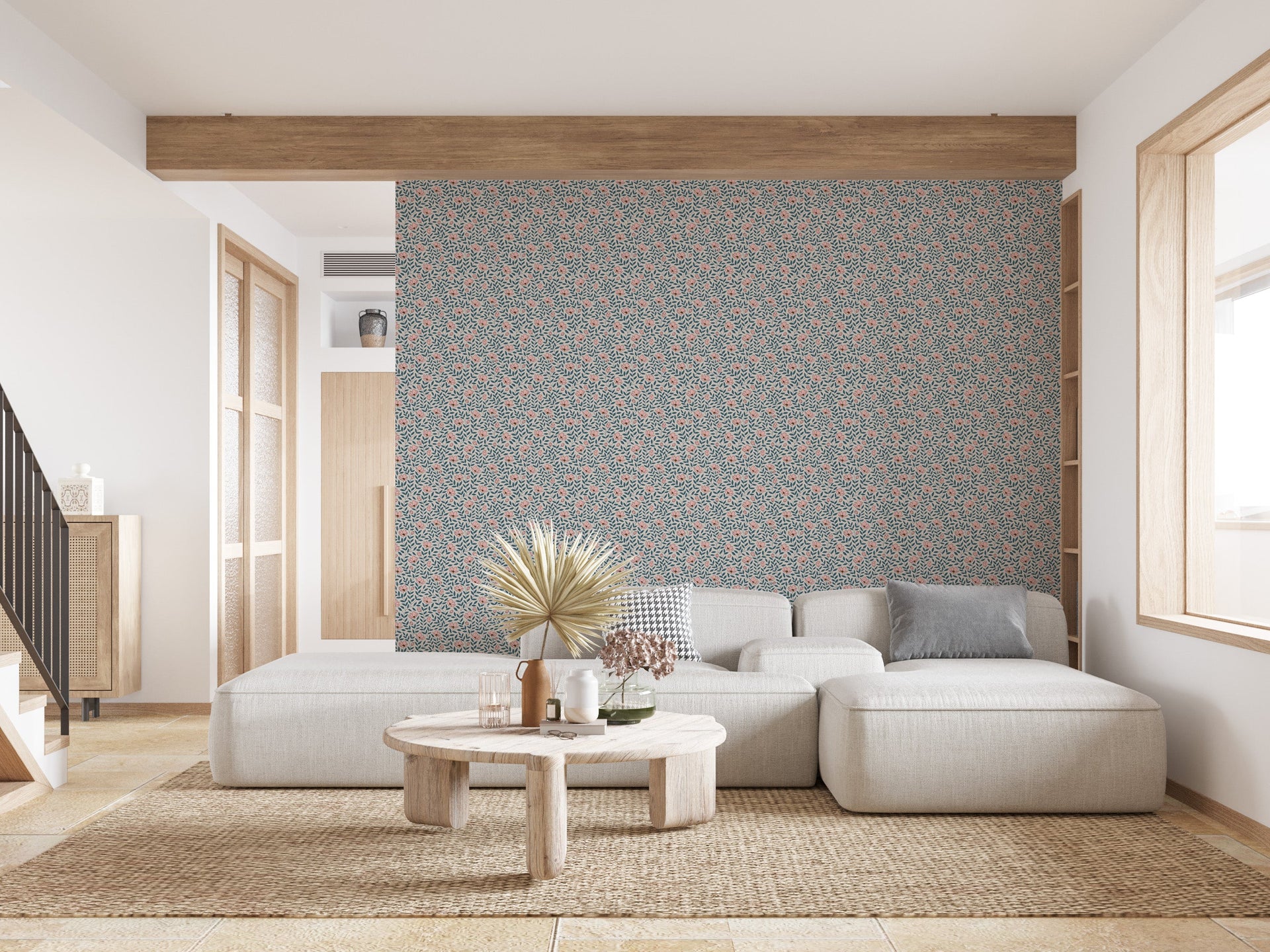Eliana Floral Wallpaper Sage Green Cottagecore Wall Decor