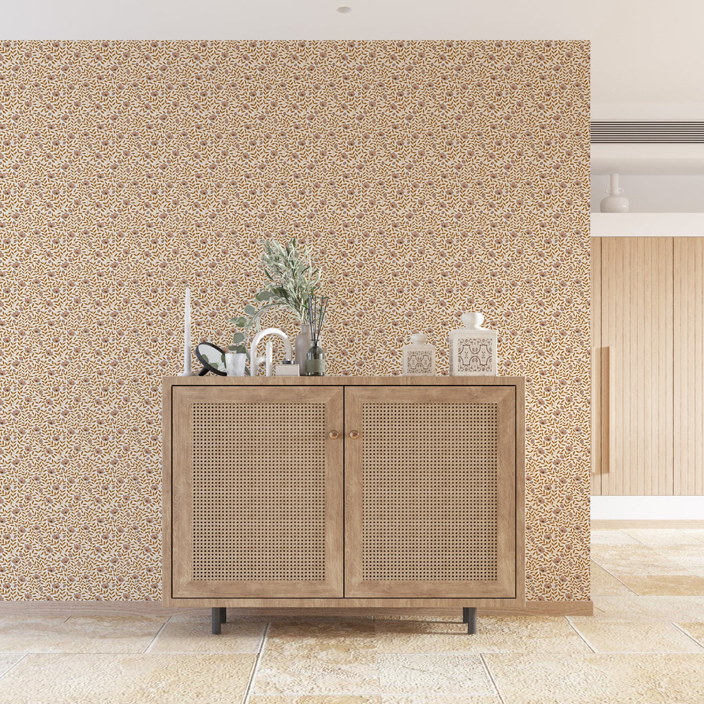 Eliana Floral Wallpaper Sage Green Cottagecore Wall Decor