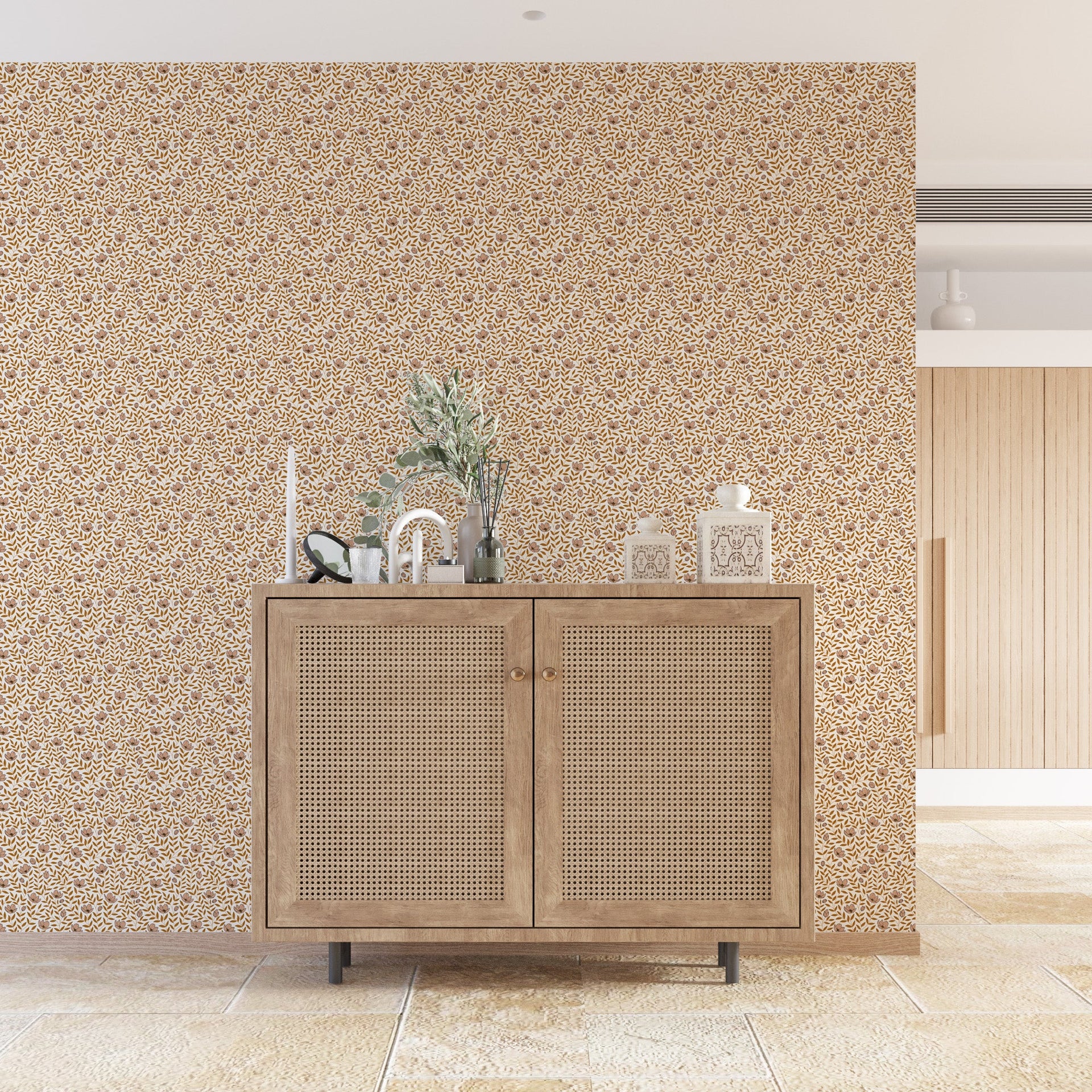 Eliana Floral Wallpaper Sage Green Cottagecore Wall Decor