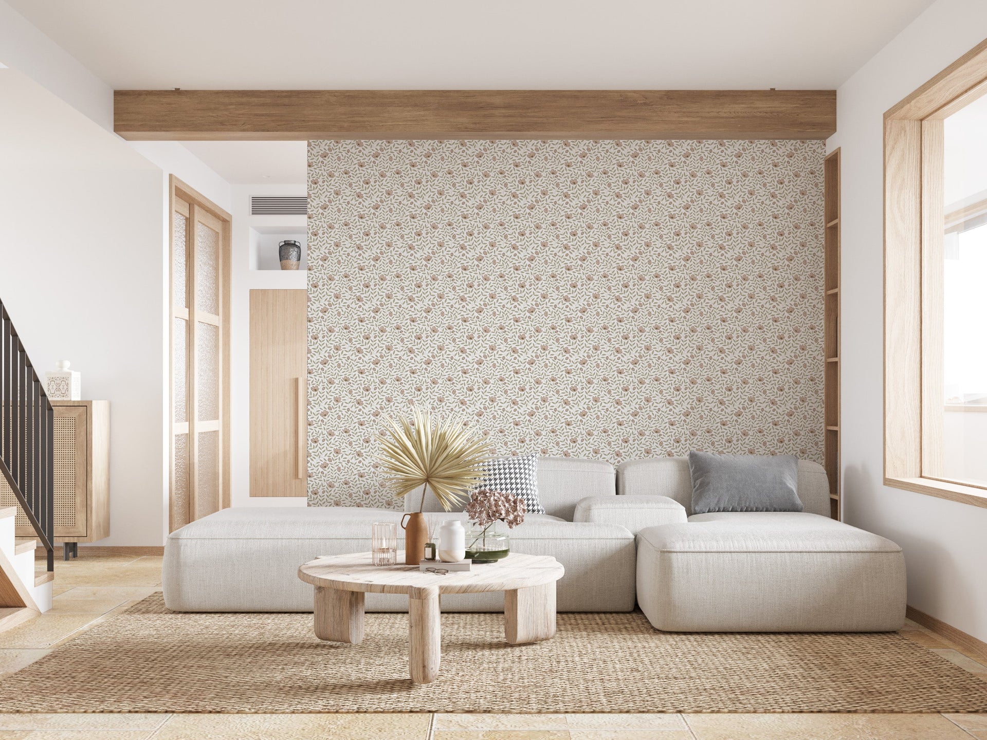 Eliana Floral Wallpaper Sage Green Cottagecore Wall Decor