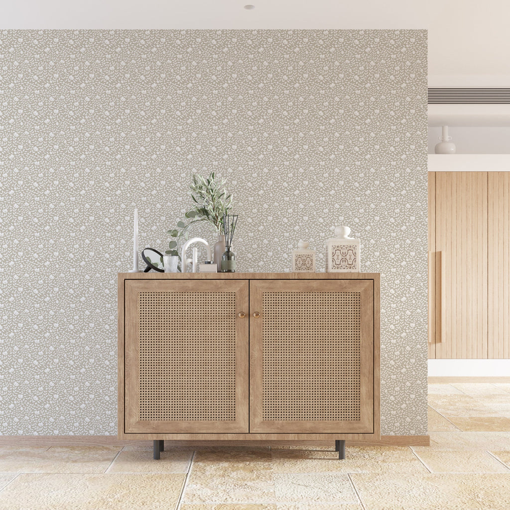 Eliana Floral Wallpaper Sage Green Cottagecore Wall Decor
