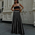 Women's Striped Knit Maxi Skirt with Fringed Hem Details - Image 7