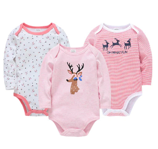 Long Sleeve Cotton Baby Bodysuit 3-Piece Set (1 Piece)