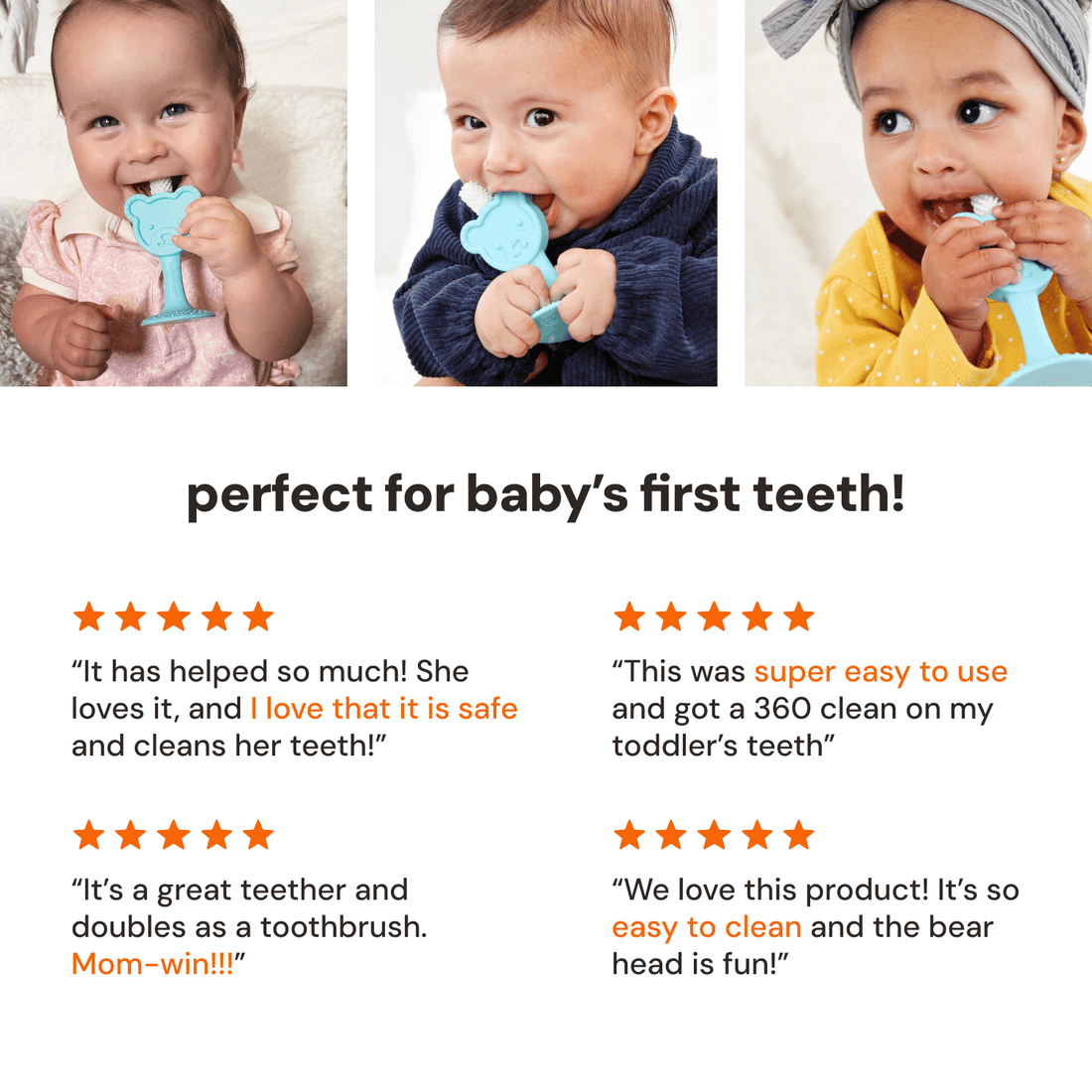 360° Baby Training Toothbrush & Teether - Soft Silicone