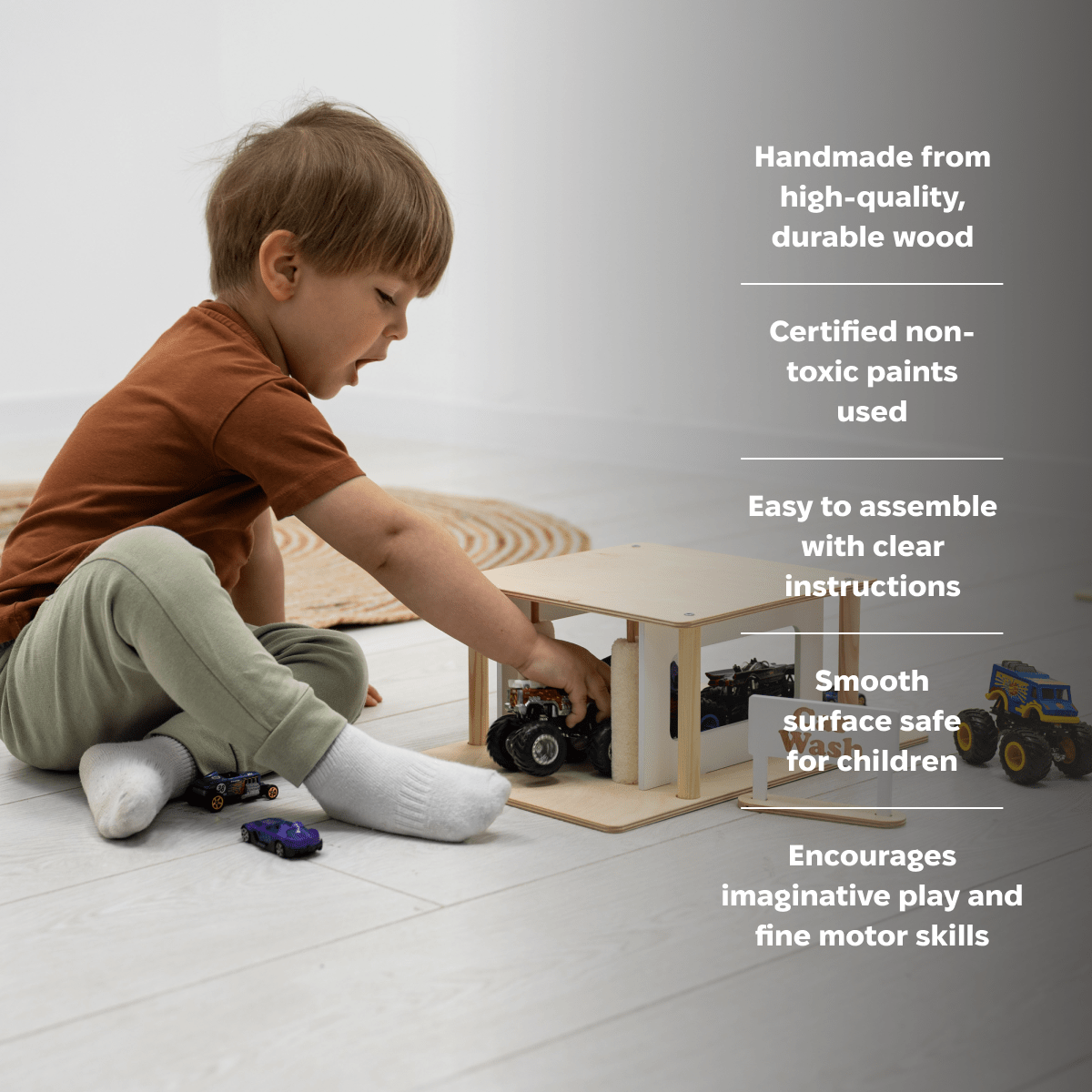 Wooden Car Wash Toy – Imaginative Pretend Play Set