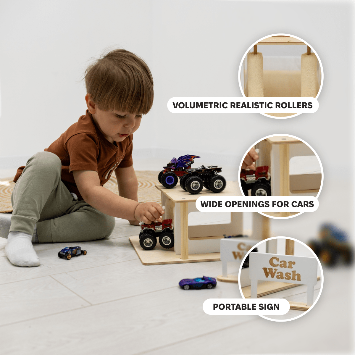 Wooden Car Wash Toy – Imaginative Pretend Play Set