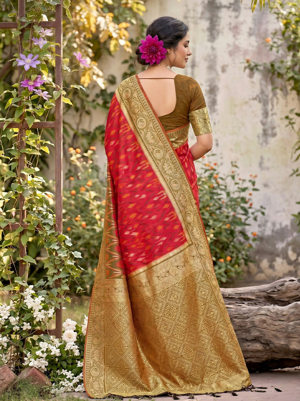 Red Soft Silk Saree with Matching Blouse Piece