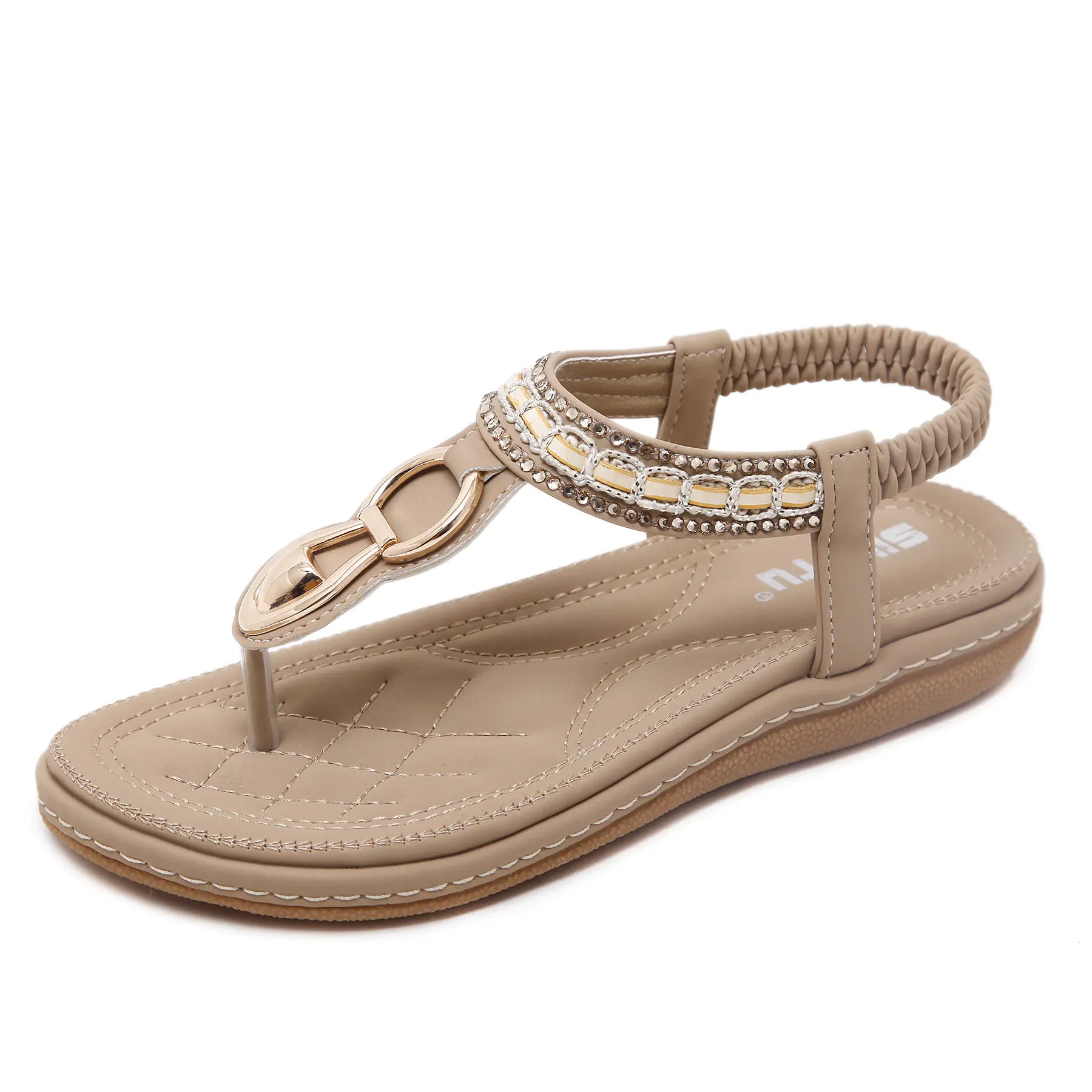 Women's Rhinestone Embellished Flat Beach Sandals - Image 2