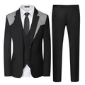 WULFUL Men's 3 Piece Slim Fit Suit Set Two Button Blazer Jacket Vest Pants Tuxedo Set for Party, Wedding and Business Medium Black-0371