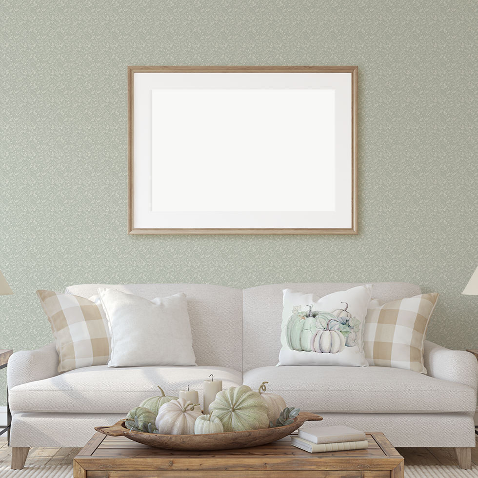 Scarlett Floral Removable Wallpaper in Sage Green and White