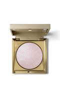 Stila Heaven's Hue Highlighter in a metallic gold compact showing shimmering powder finish
