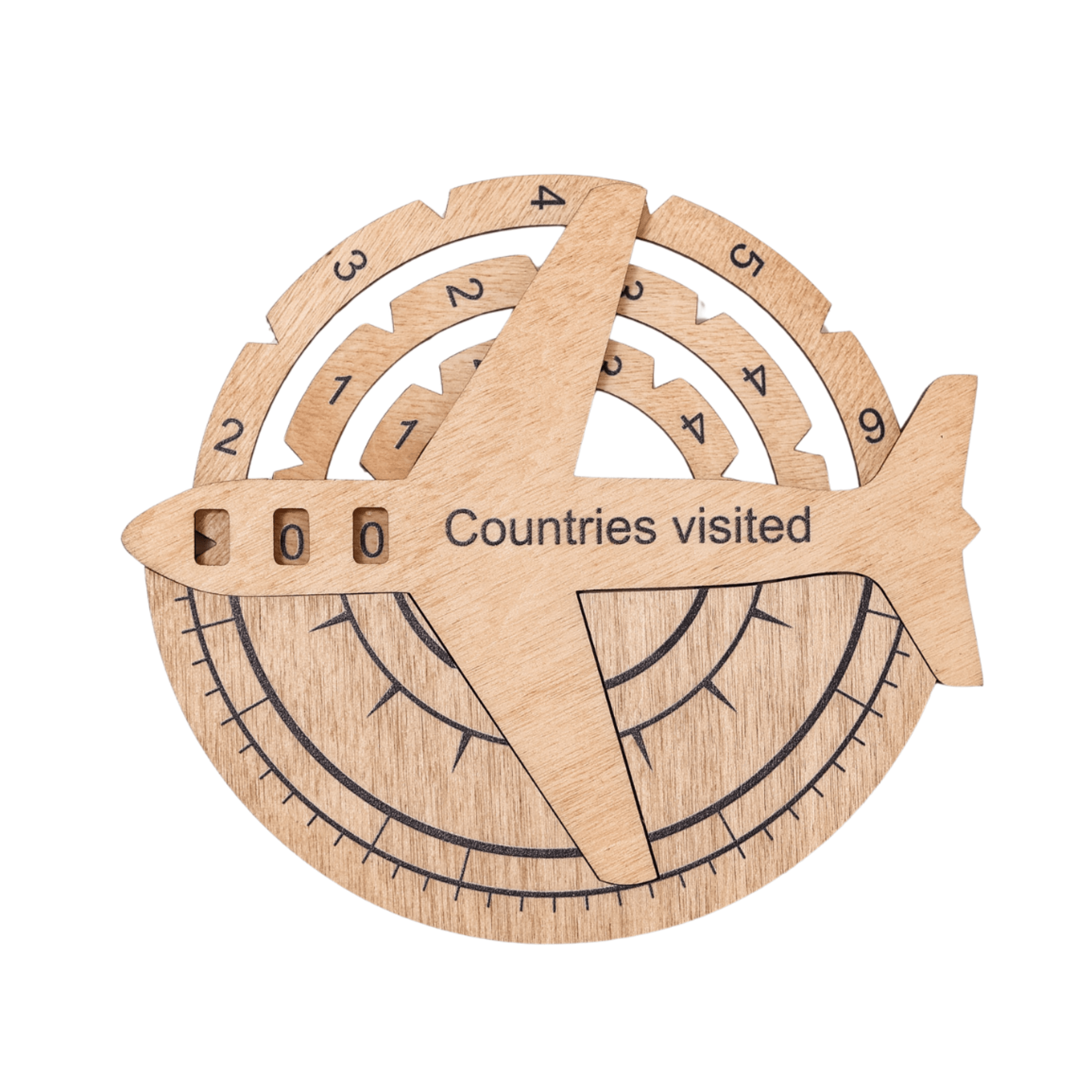 Luxury Gold 3D Wooden World Map mounted on a wall, showcasing travel tracking functionality.