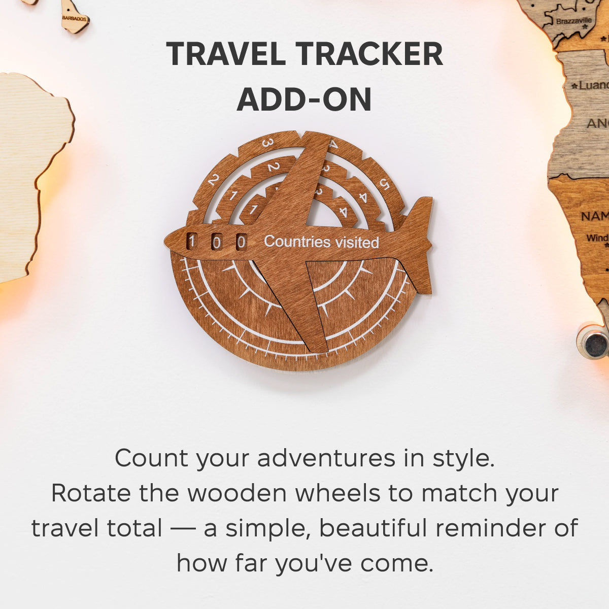 3D Wooden World Map Travel Tracker – Modern Oak Wall Decor