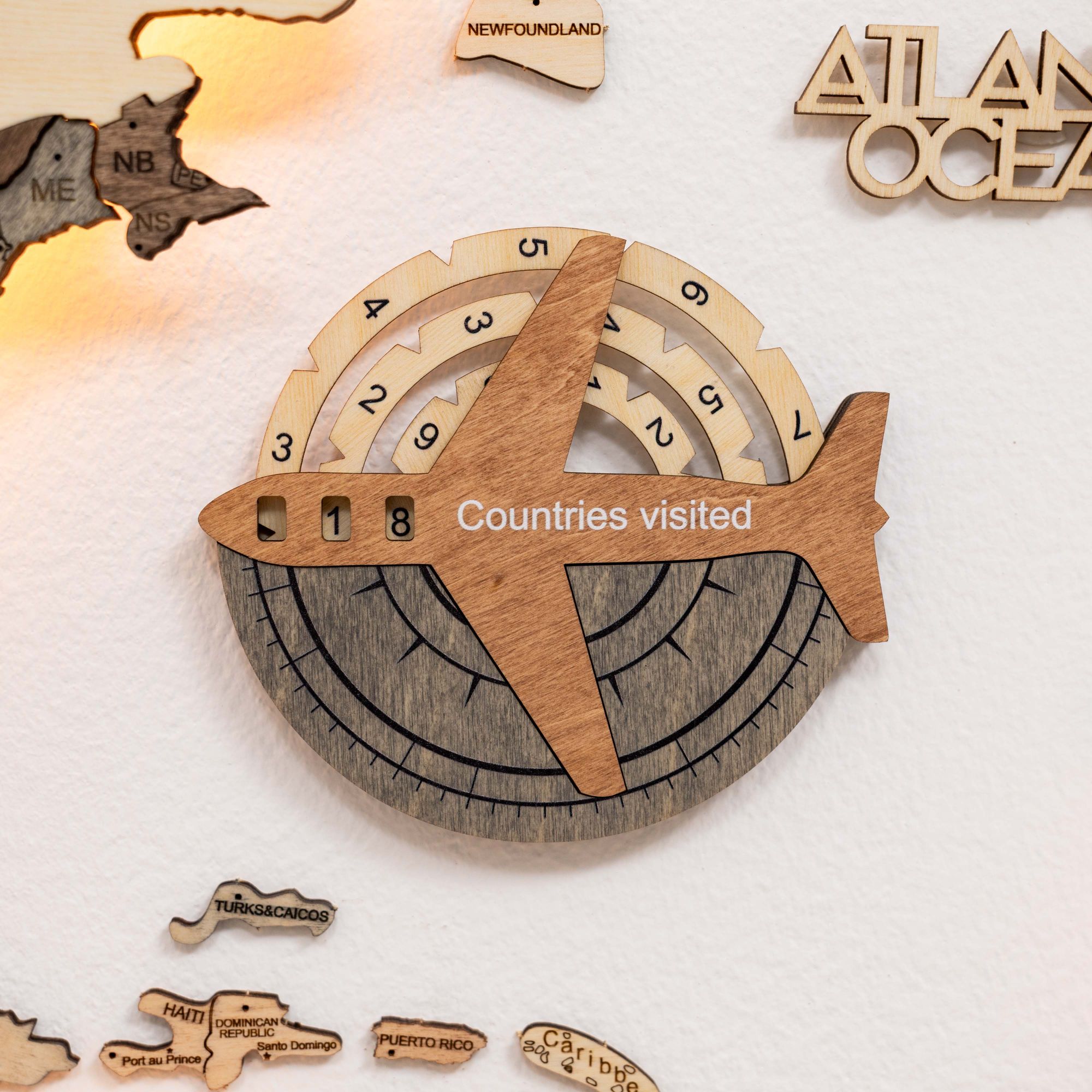 Travel Tracker 3D Wooden World Map – Smokey