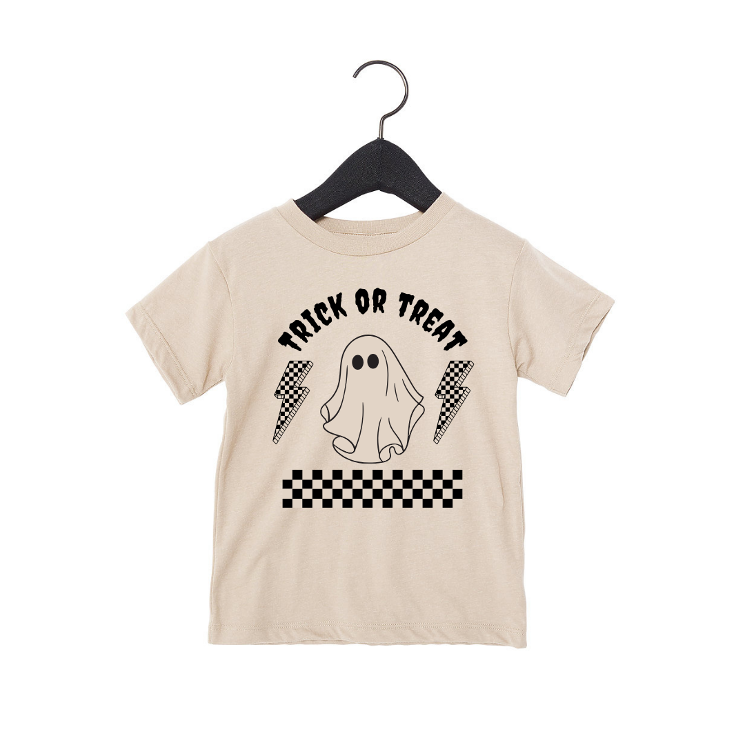 Kids Trick or Treat Lightning Bolt Graphic Tee Cotton Crewneck