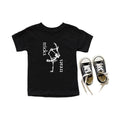 Kids unisex graphic t-shirt with Tricks & Treats design in black and white