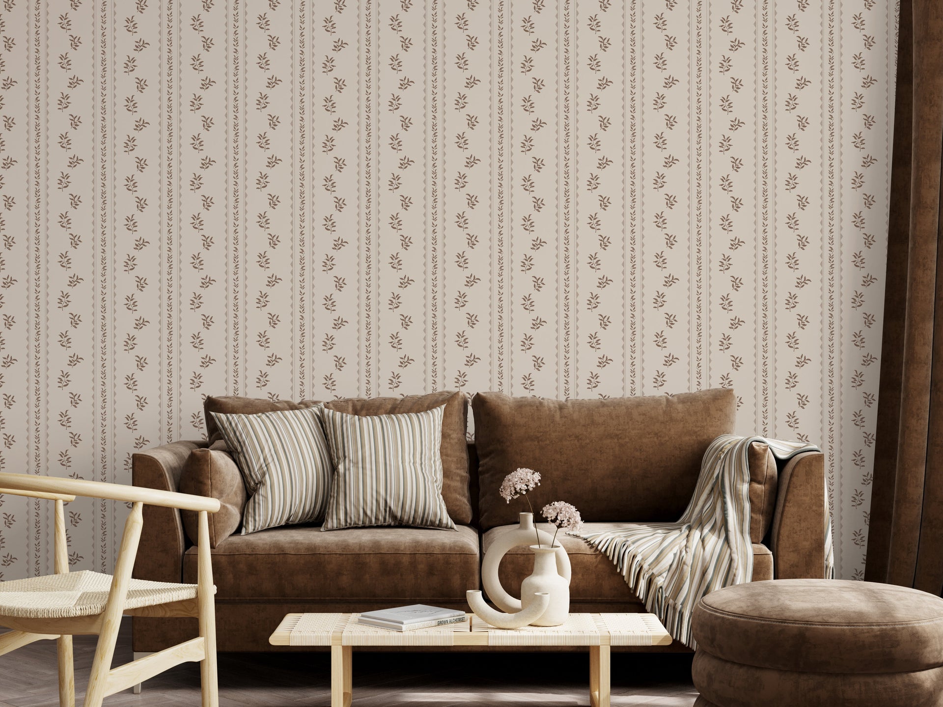Colleen Geometric Removable Wallpaper in Cream and Grey-Blue