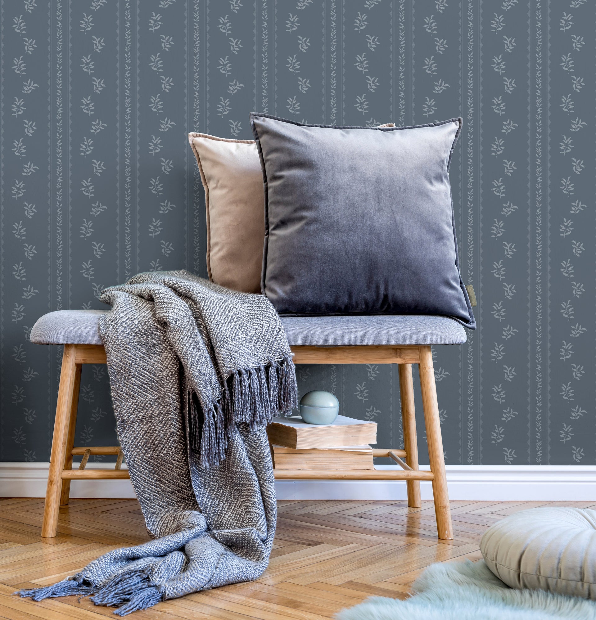 Colleen Geometric Removable Wallpaper in Cream and Grey-Blue