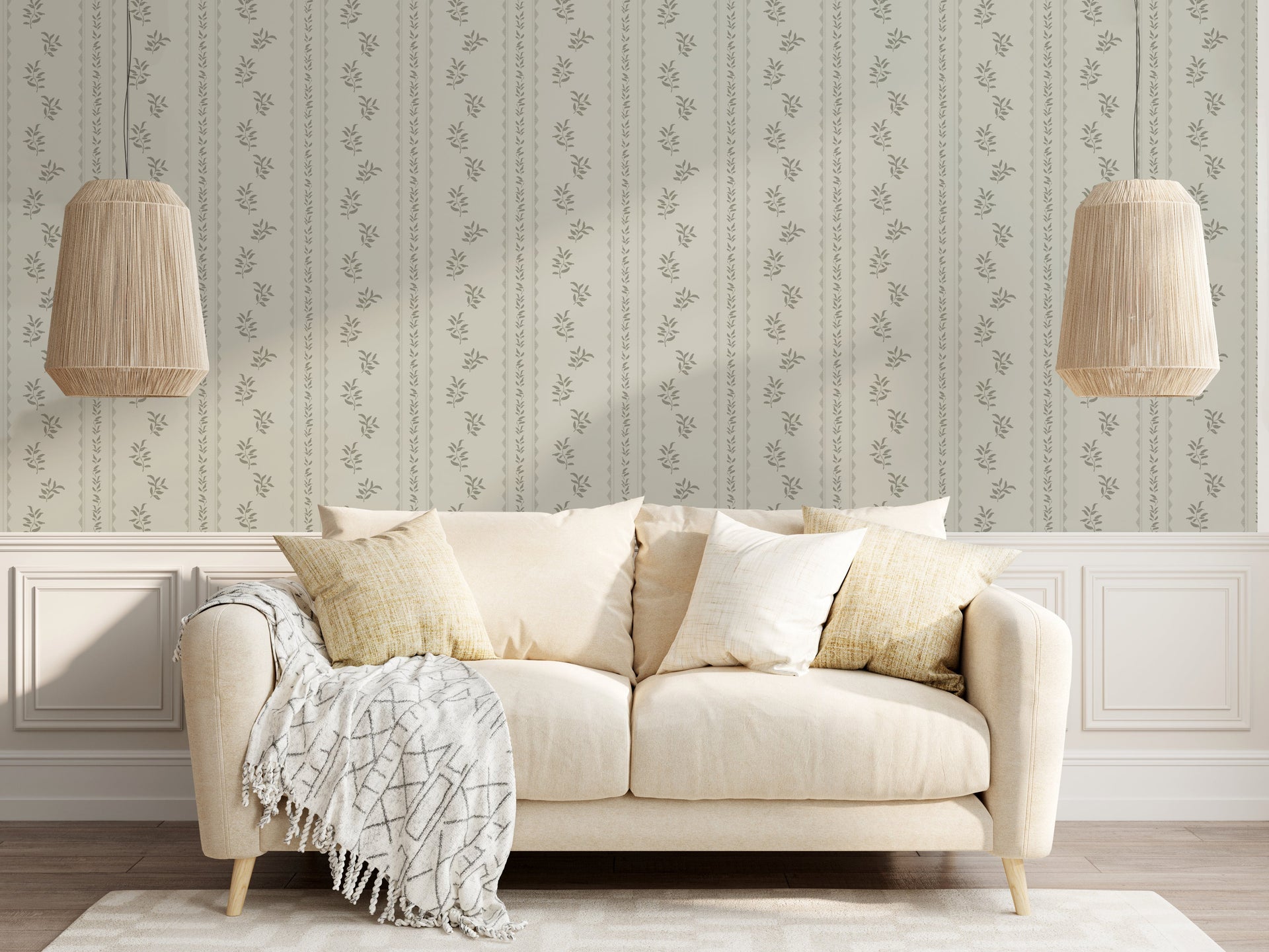 Colleen Geometric Removable Wallpaper in Cream and Grey-Blue