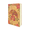 A5 cork journal with vibrant tropical elephant and floral patterns in pink, orange, and green.