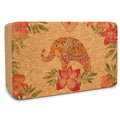 Tropical Vibes cork yoga block with a lotus tree figure logo.