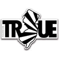 Minimalist black and white True Jersey geometric vinyl sticker for wall or surface decor