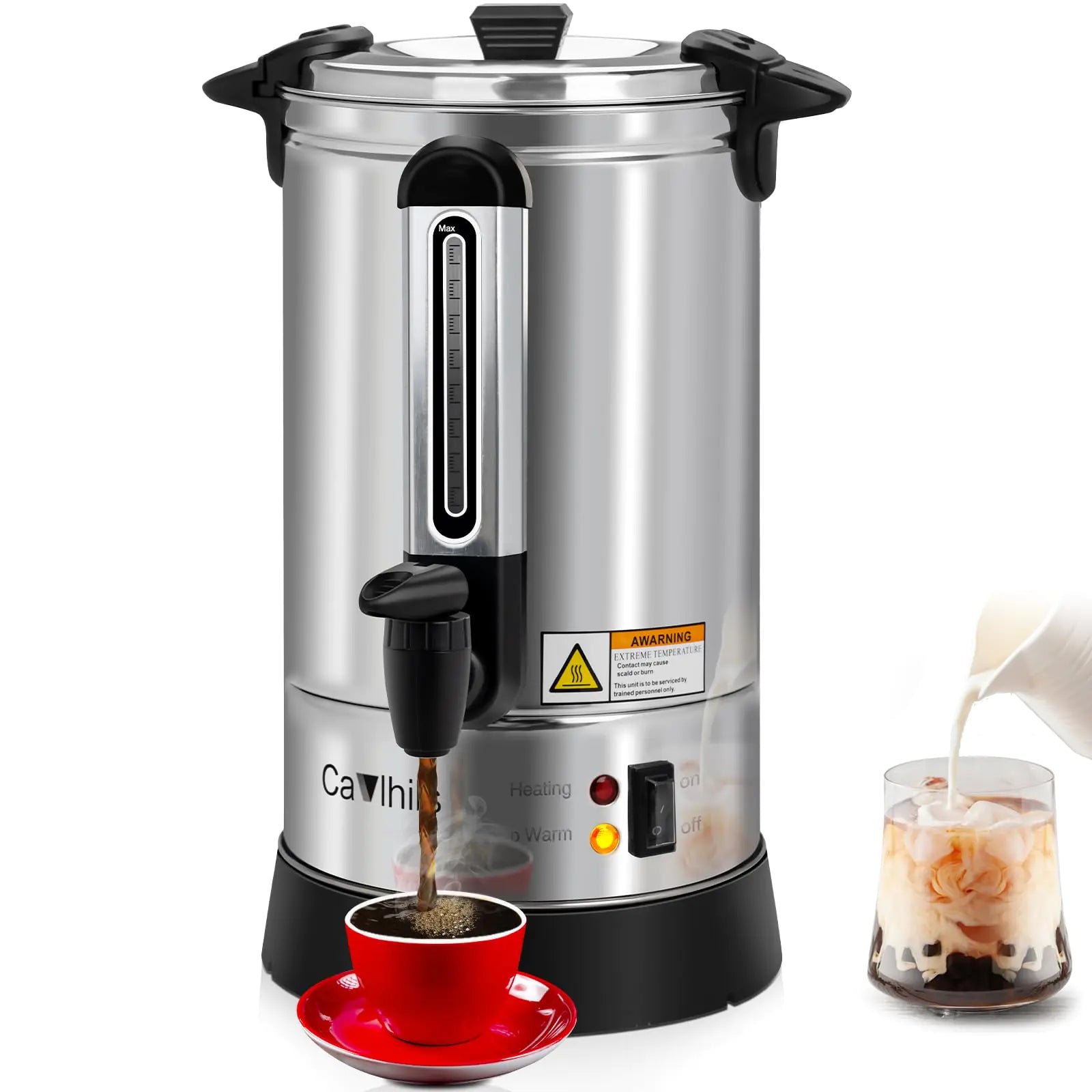 Coffee Urn 50 Cup 8L Large Coffee Maker Commercial Stainless Steel Hot Water Urn Coffee Fast Brew Dispenser 950W for Events & Catering 8L Single