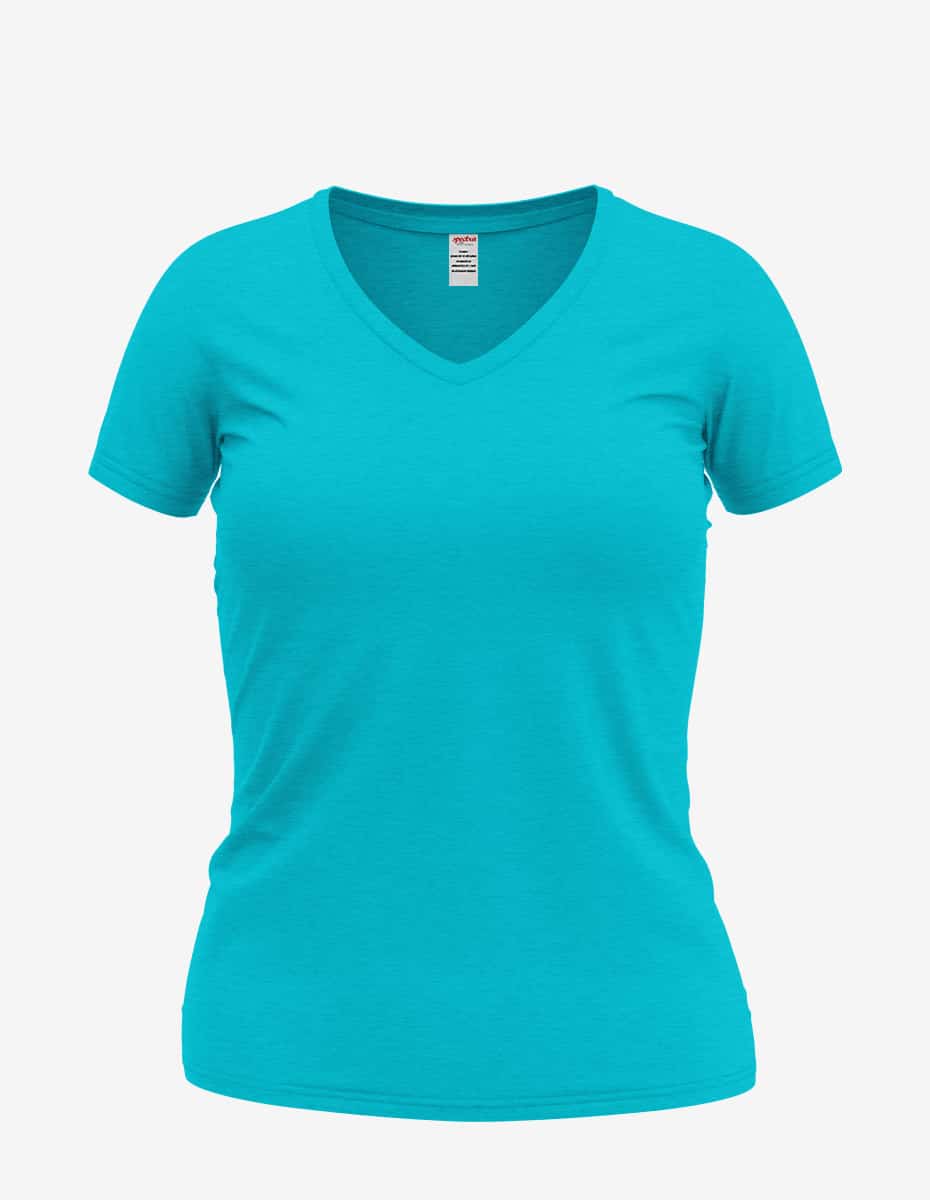 Women's Dark Grey V-Neck Short Sleeve Basic Everyday Tee - Image 19