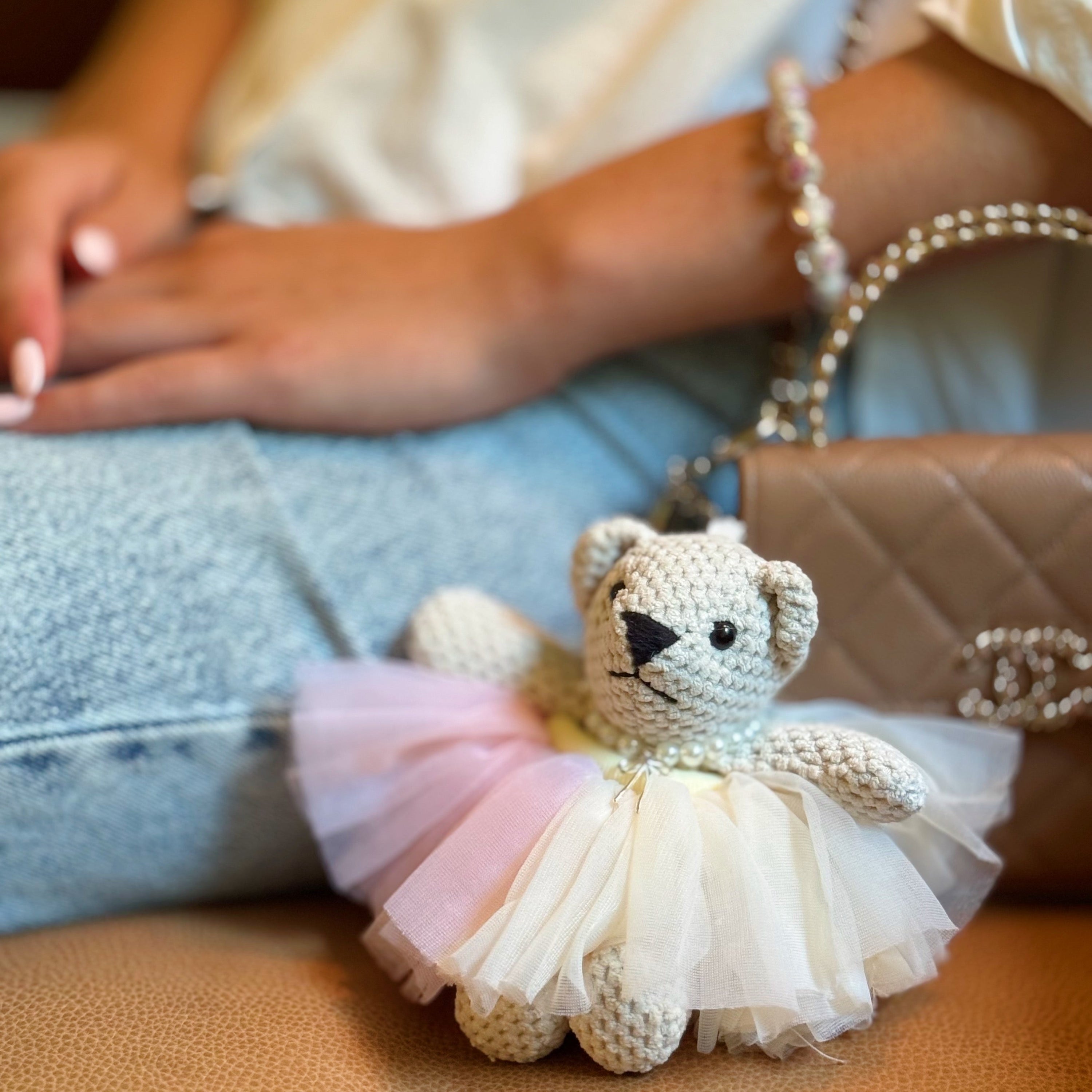Tutu Scrunch Ballerina Bear Bag Charm