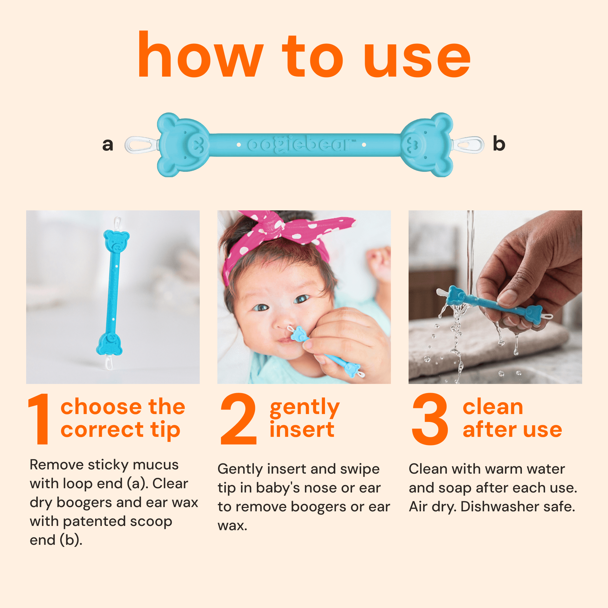 Dual-Ended Baby Nose and Ear Cleaner Tool Two Pack