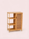 4-Tier Bamboo Floor Cabinet with Doors for Minimalist Storage