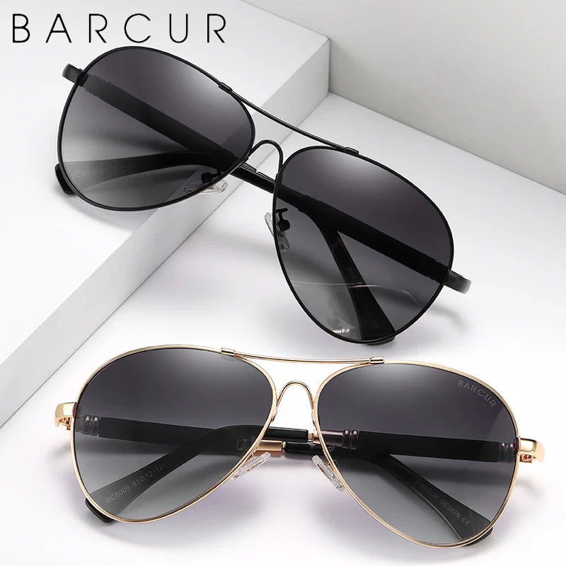 Men's polarized pilot aviator sunglasses with gradient mirror lenses and stainless steel frame