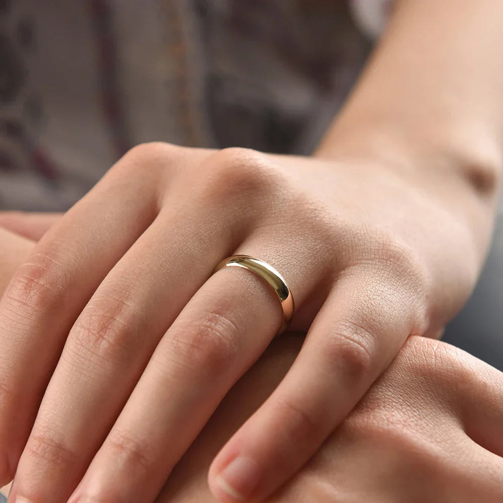 SUNIBI Minimalist Women's Stainless Steel Rings Thin Classic Combo Dome Stacking Steel Wedding Rings Gift Gold Color Jewelry