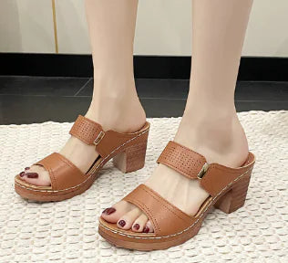 Women's Comfortable Chunky Heel Sandals Open Toe Casual Shoes - Image 3