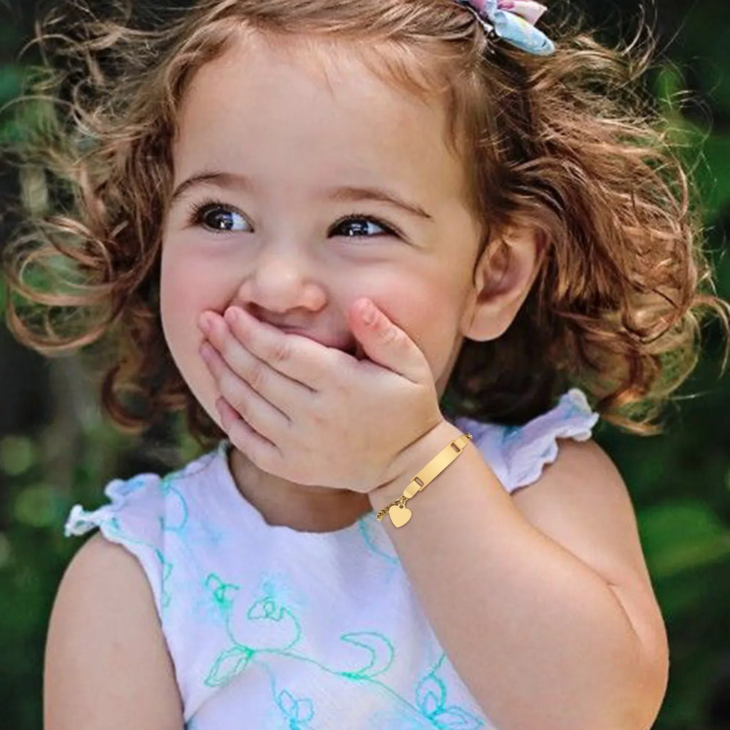 Persoanlized Custom Name Heart Bracelet,Stainless Steel Figaro Chain Link Adjustable,Engraved Gift for Boy Girl