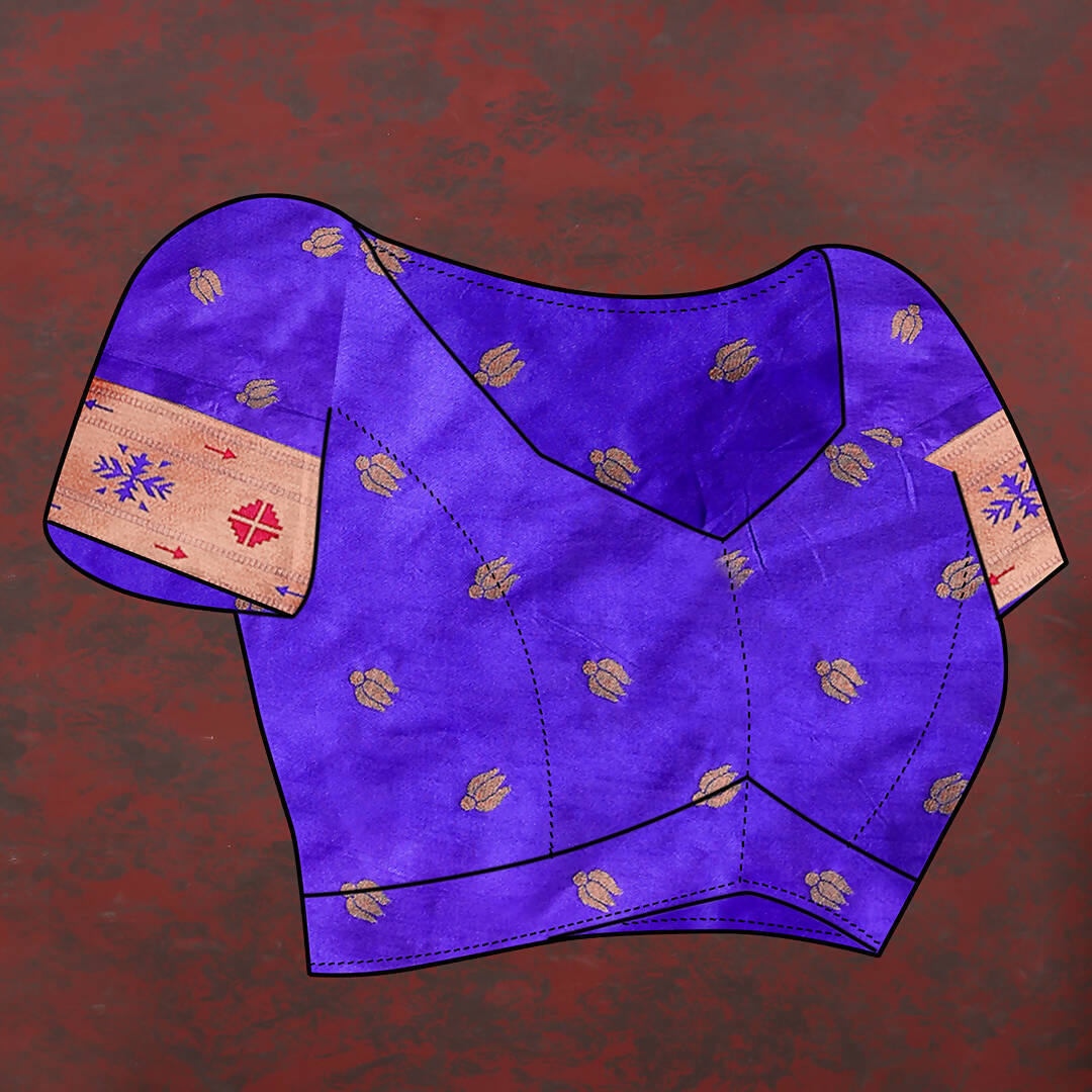 Lorenvalley Fashion Blue Soft Paithani Silk Woven Design Copper Zari Meenakari Weaving Saree