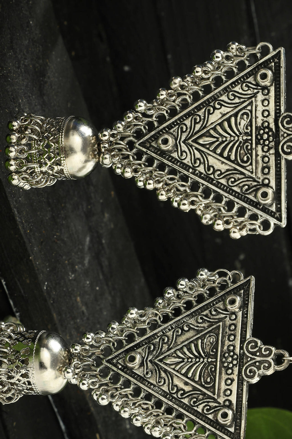 Joharkamal Silver-Plated Triangle Drop Earrings