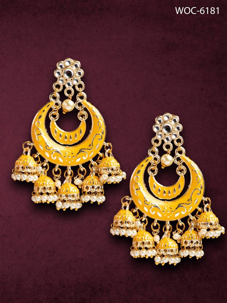Traditional Silver Meenakari Kundan Jhumka Earrings for Kids