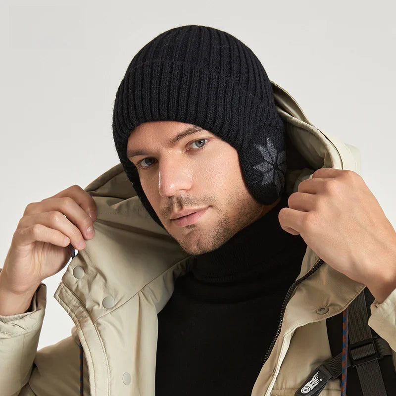 Winter Knit Beanie with Ear Protection for Men and Women