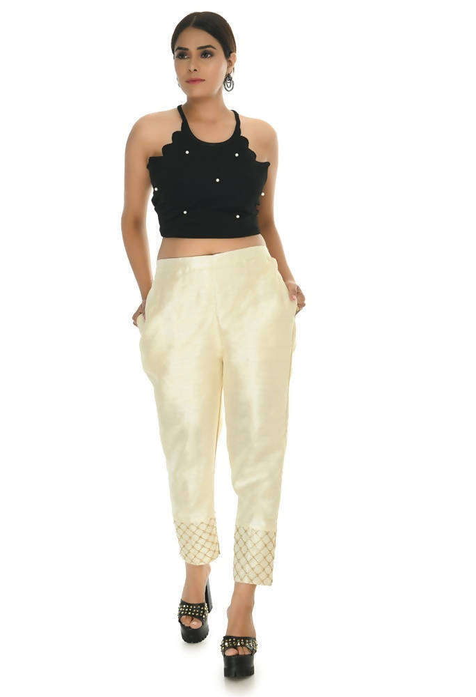 Off White Moeza Silk Ankle-Length Slip-On Pant