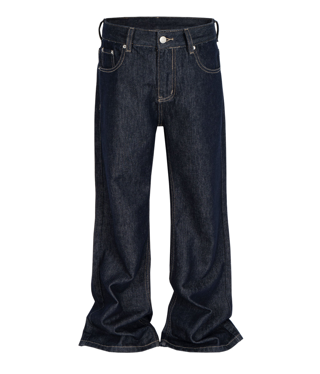 Wideboy raw denim jeans featuring cargo pockets and contrast stitching in a relaxed fit