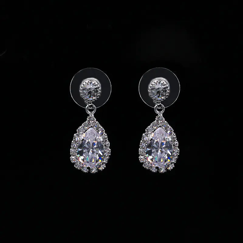 Luxury Zirconia Waterdrop Necklace and Earrings Set