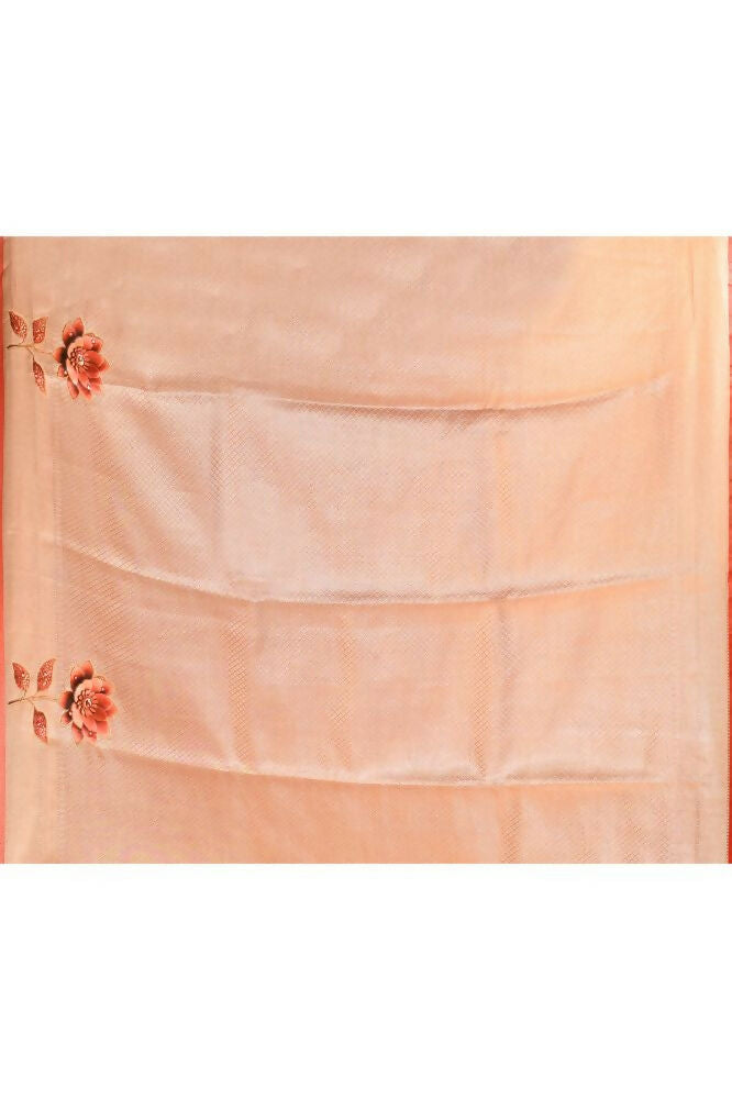 Blue and Orange Kataan Ikkat Banarasi Silk Saree