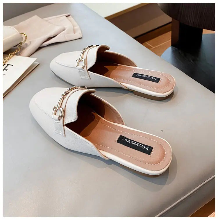 Women's Backless Slip-On Sandals - Comfort Flat