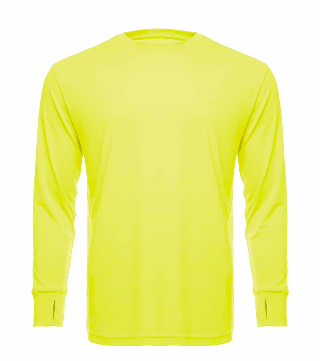 Men's UPF 50 Long Sleeve Performance Crew Shirt in Neon Yellow - Image 2