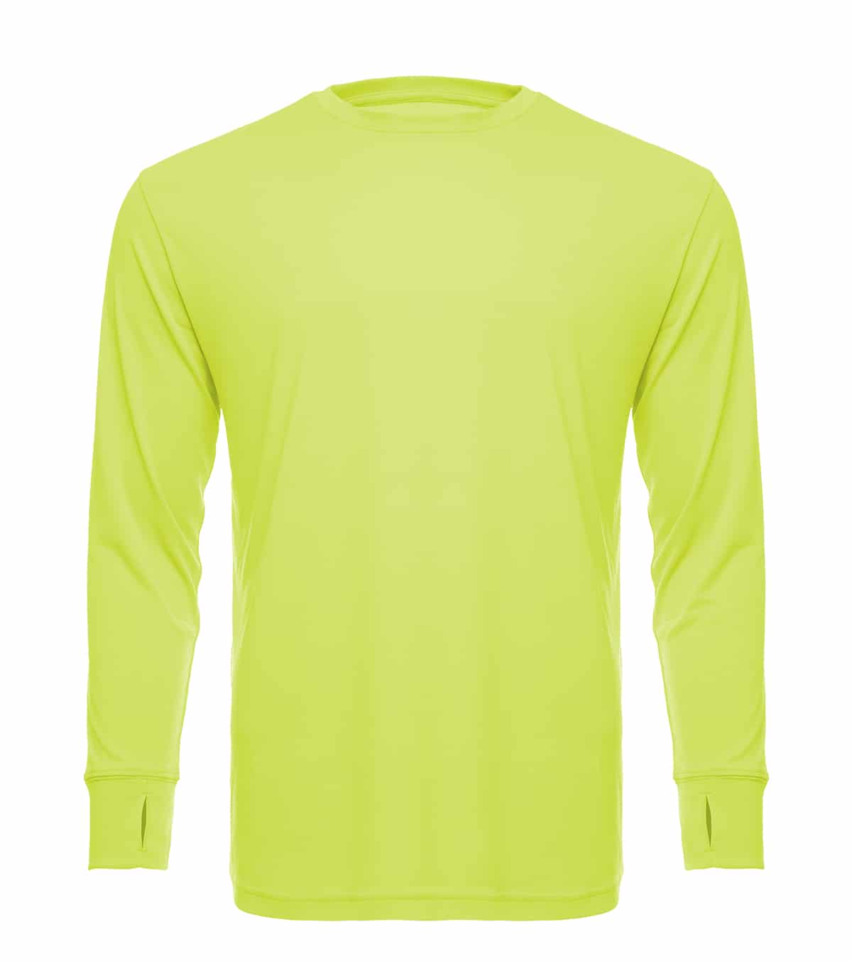 Men's UPF 50 Long Sleeve Performance Crew Shirt in Neon Yellow - Image 2