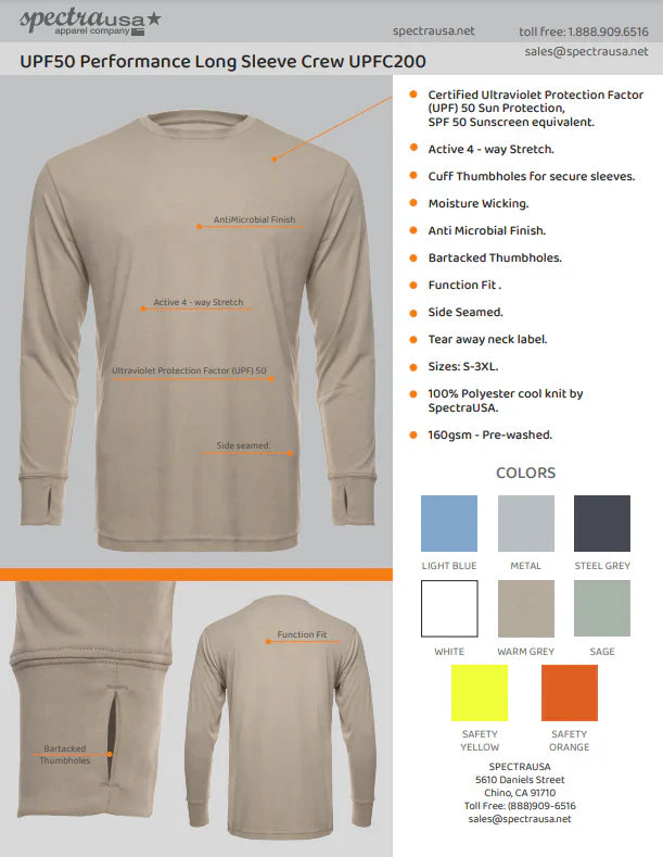 Men's UPF 50 Long Sleeve Performance Crew Shirt in Neon Yellow - Image 12