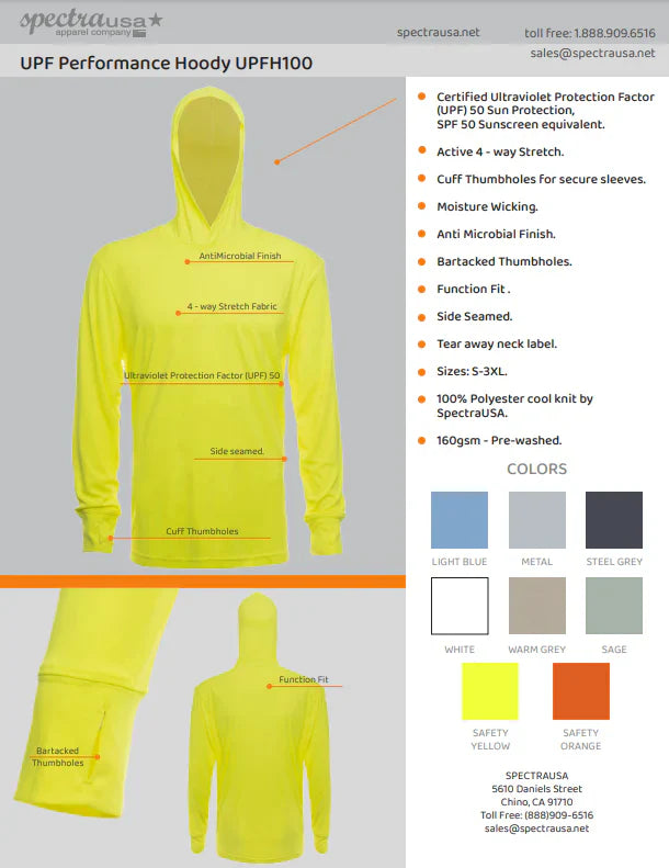 Blue UPF 50 Performance Hoody for Sun Protection